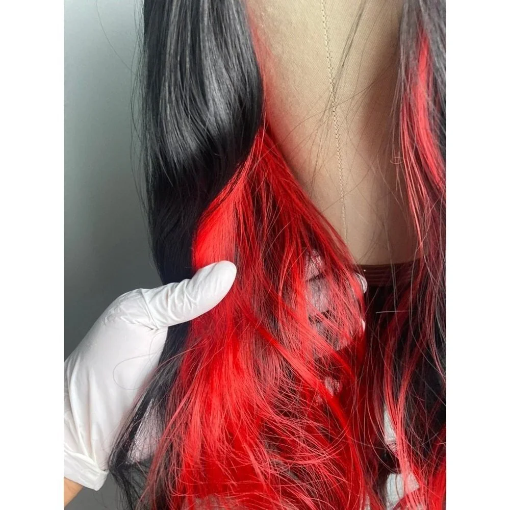 Black With Red Wig,Highlight Wig